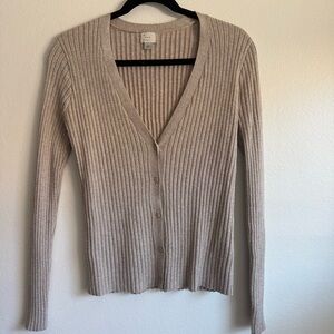 Shimmer Ribbed V-Neck Cardigan
